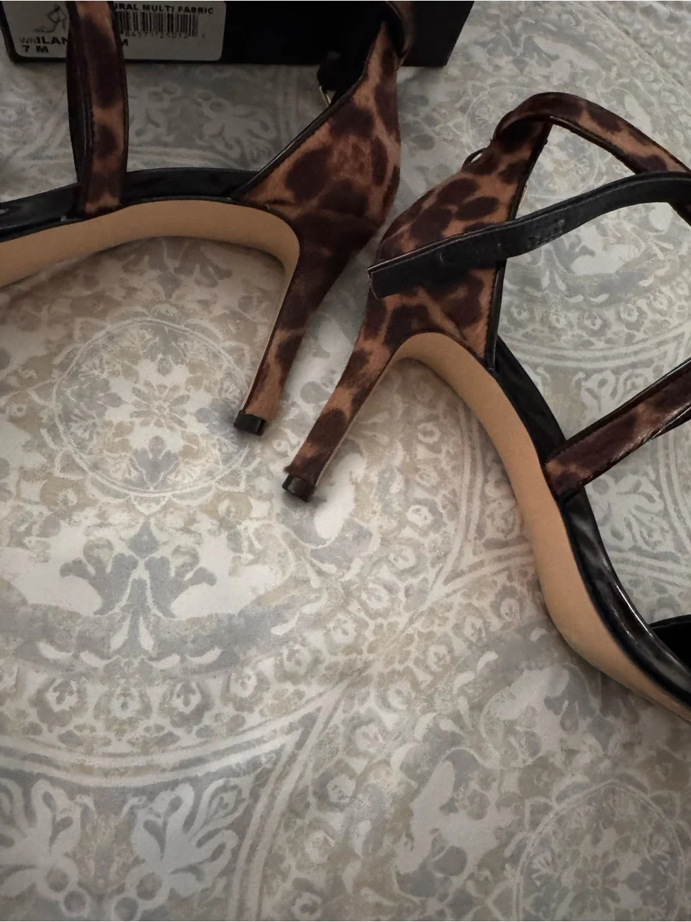 Nine West Black and Brown Leopard Stiletto Strap Sexy heels 👠